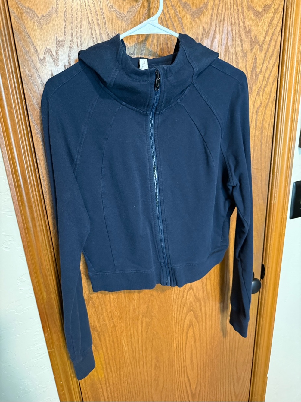 CRZ YOGA Navy Full-Zip Hooded Bomber Jacket